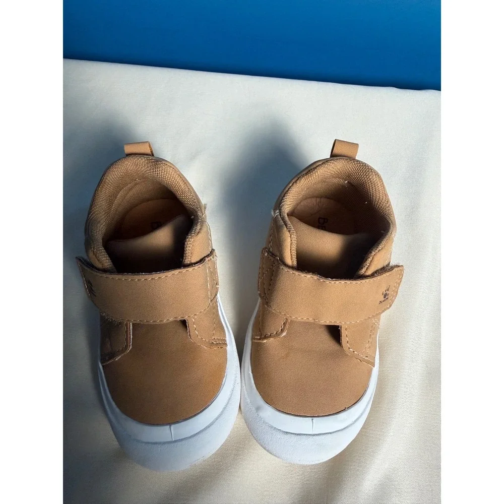 Bearpaw Toddler Boys Girls Tan Sneakers Hook Loop Strap Size 5